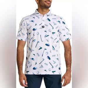 Bad Birdie NWT Yard Sale Performance Golf Polo XXL WHITE MULTI